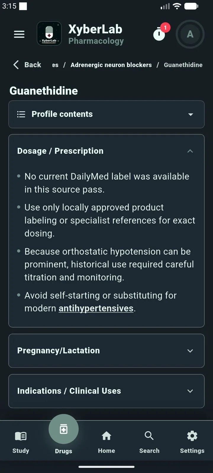 Xyberlab Pharmacalogy screenshot